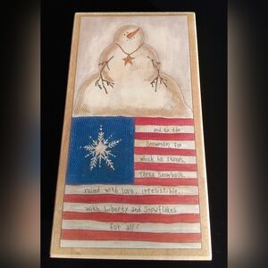 Stamps Happen Wood Rubber Stamp Patriotic Holiday Snowman - 6.5" x 3.5"